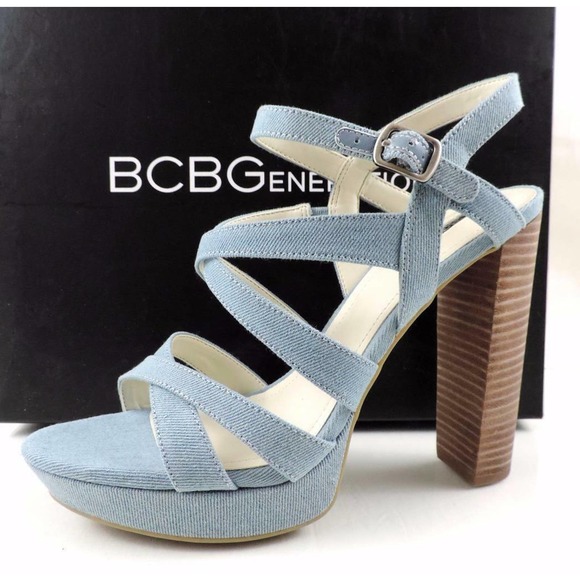 BCBGenerationn Morgan Strappy Platform Sandals Heels Blue Size 10 - Picture 4 of 10